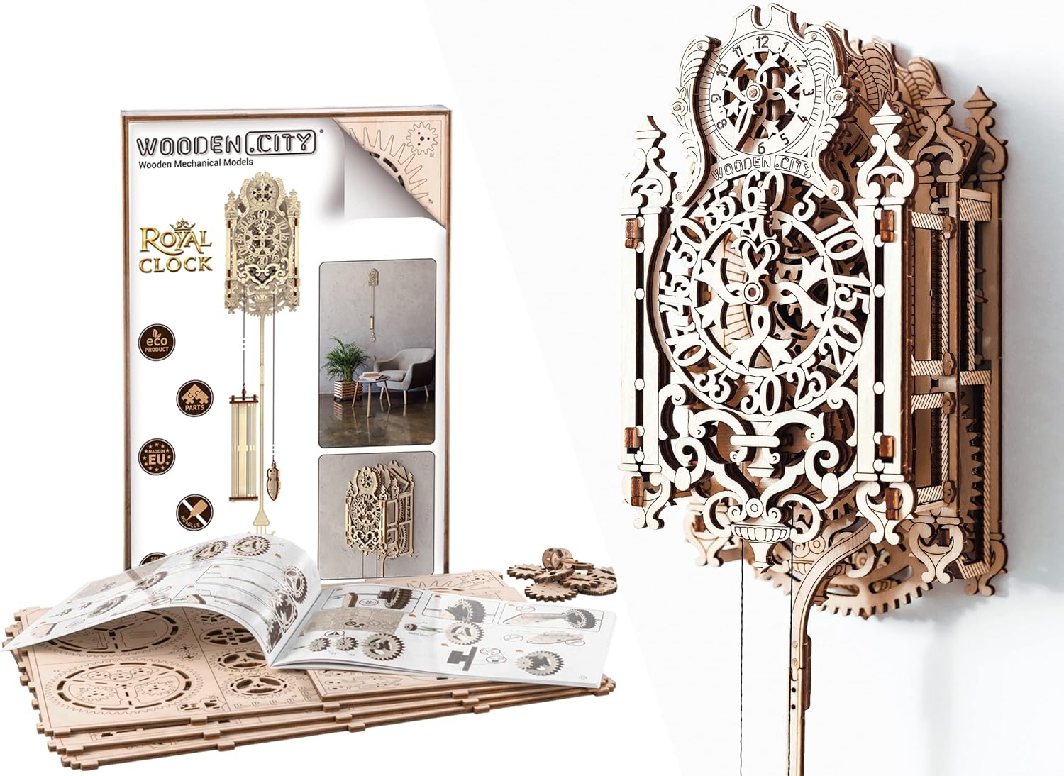WOODEN.CITY Royal Wall Clock Making Kit 3D Puzzles for