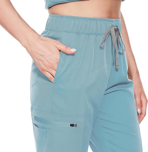 Miniatura 6 de VIAOLI Conjunto de ropa quirúrgica moderna con cuello en V y pantalones deportivos de 8 bolsillos para mujer, uniforme atlético de enfermería, ropa