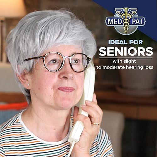 Miniatura 4 de Med-Pat T-4 - Teléfono Trimline con anillo y indicador de luz en uso, teléfono de pared con cable con control de volumen de rango completo,