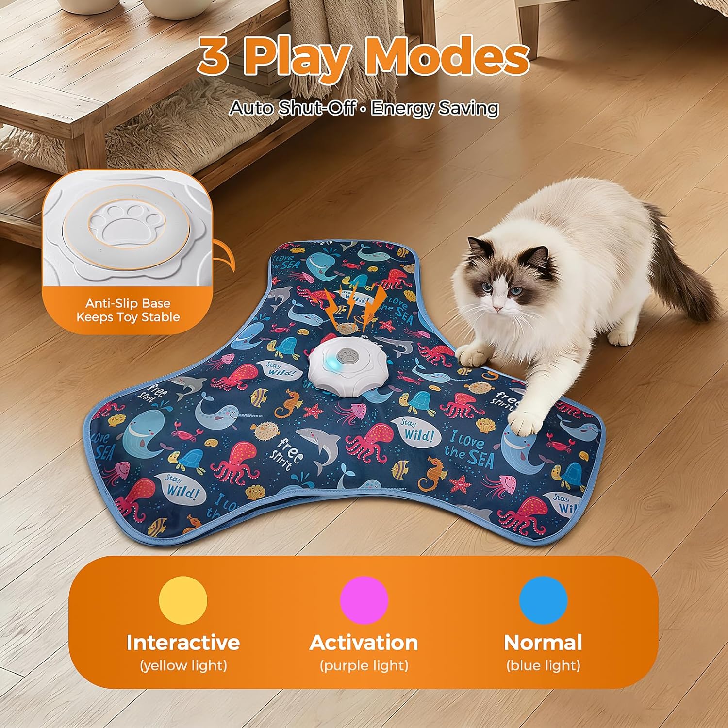 Interactive Cat Toy, Cat Toys Interactive with Touch Activation, Interactive Cat Toys for Indoor Cats with Moving Feather & Mouse Sounds, Cat Toys for Bored Indoor Adult Cats