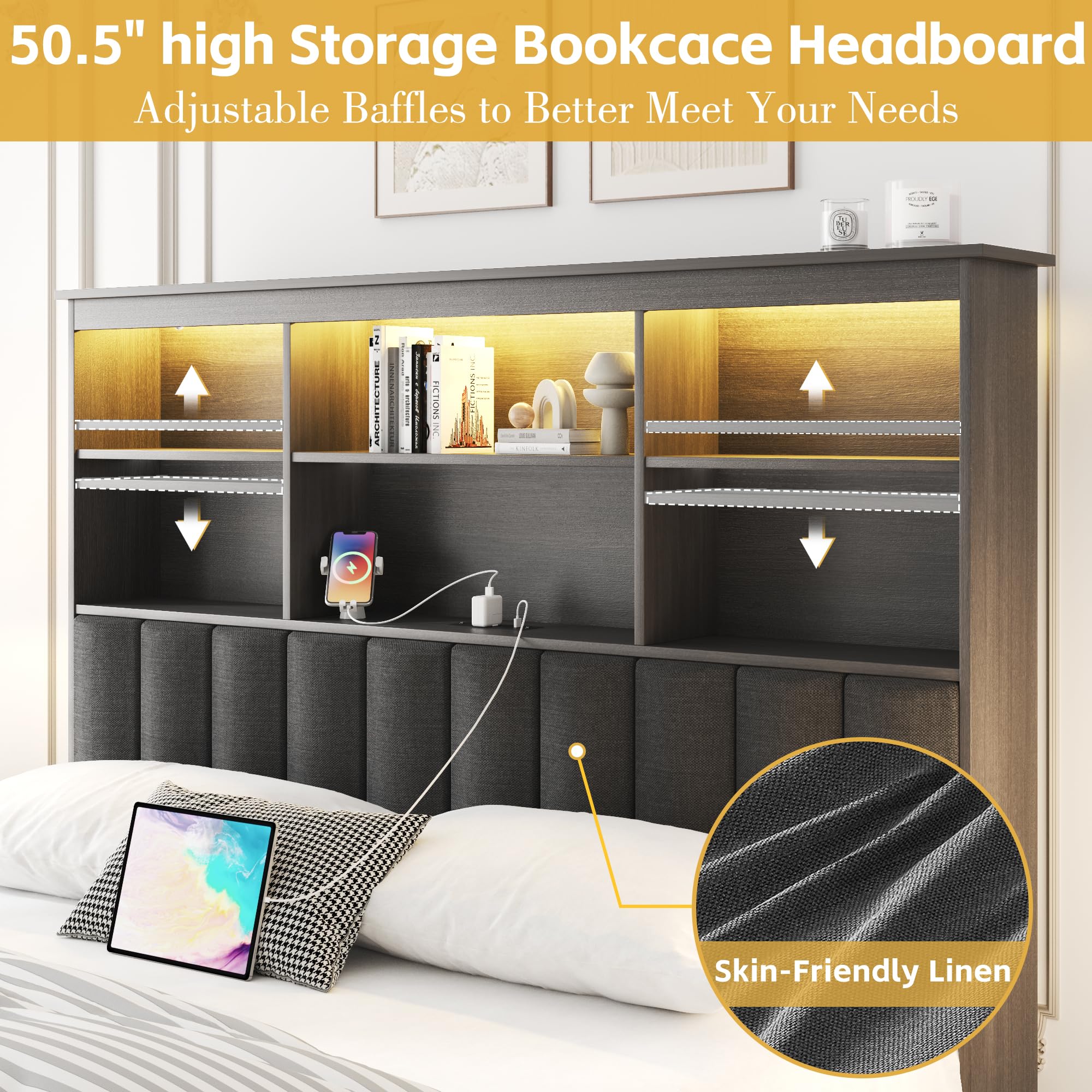 Amazon｜Lifezone クイーンベッドフレーム ヘッドボード付き クイーン
