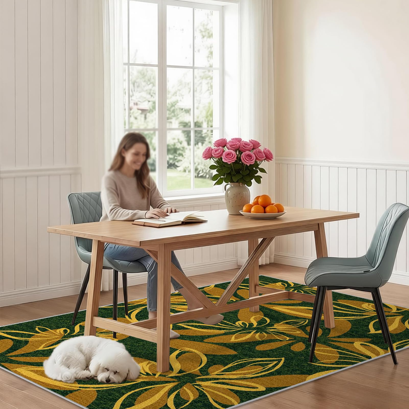 Dywan do salonu lub sypialni, 160 x 220 cm dywan do jadalni, dywan do salonu, dywaniki do sypialni, dywan do salonu, salonu, kuchni, jadalni, na zewnątrz, taras, ogród