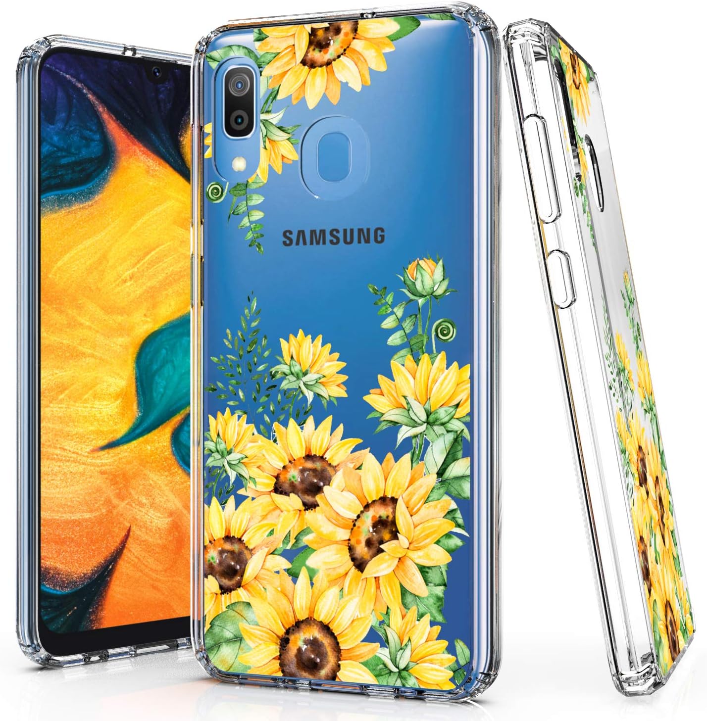 Samsung Galaxy A20 Case,Samsung A20 Case,LUCKYCAT Shockproof Series Acrylic Bumper Protective Case Cover for Samsung Galaxy A30/A20-Flower