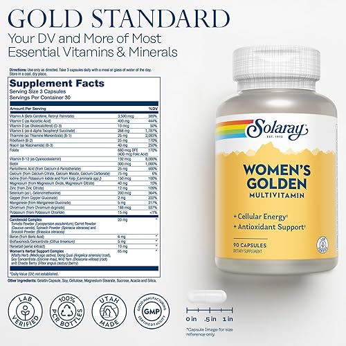 Miniatura 2 de SOLARAY Cápsulas Golden Multi-Vita-min para mujer, 90 unidades