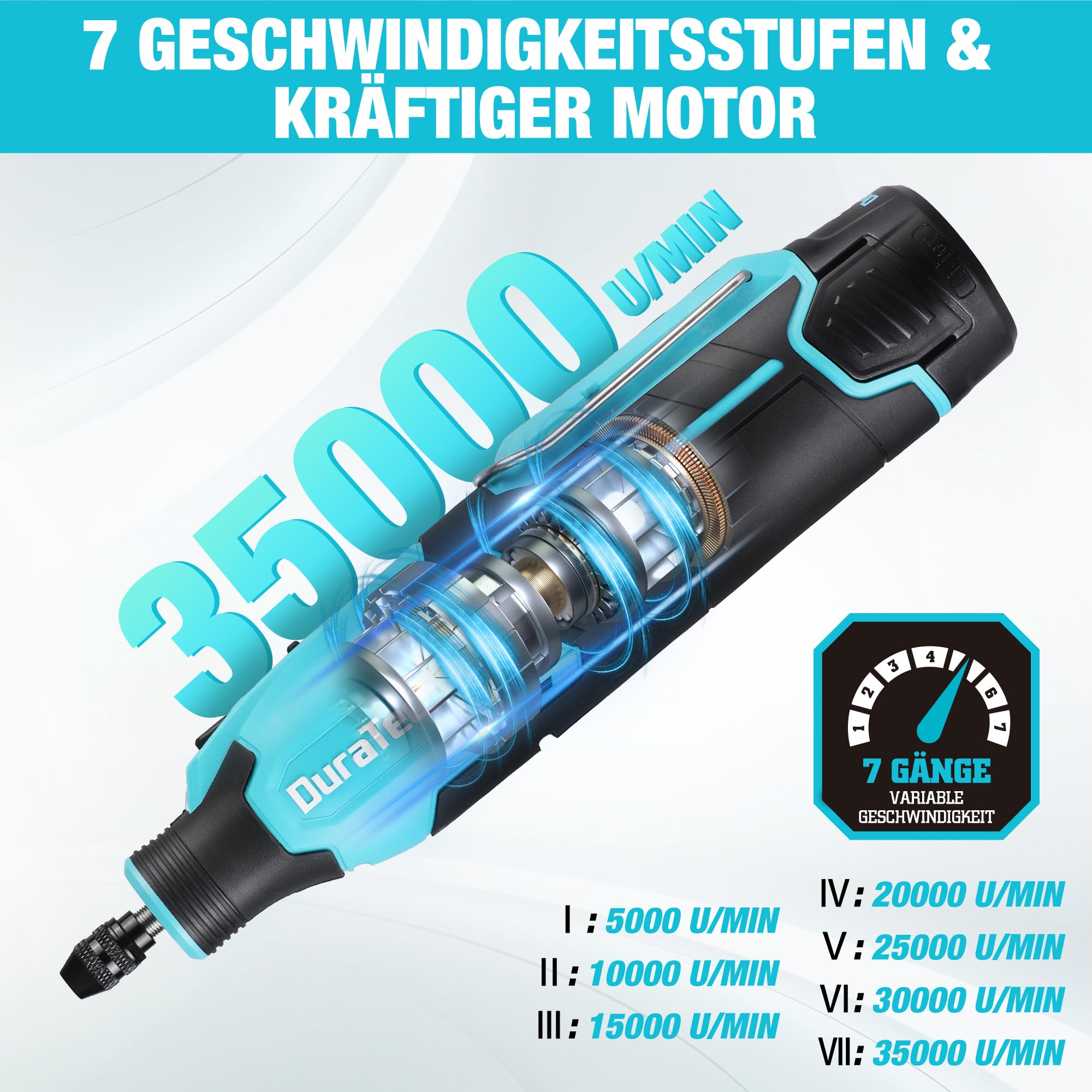 DURATECH 12V Kabellos Drehwerkzeug Set, Akku Multifunktionswerkzeug