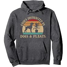 Retro Vintage Funny Easily Distracted By Plants & Dogs Plant Pullover Hoodie
