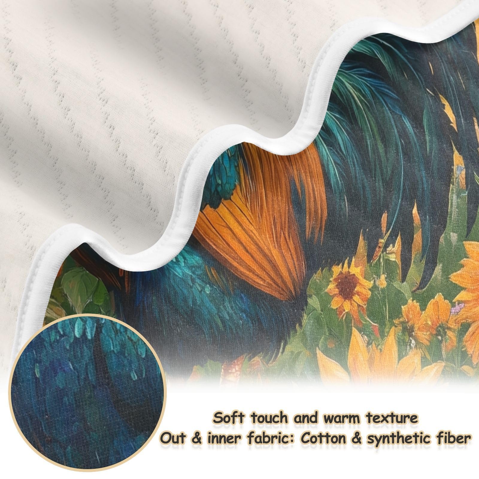 Burbuja Rooster in Garden Baby Blanket for Boys Girls, Nursery Soft Warm Swaddling Receiving Baby Blankets, 30x40 in Toddler Blanket