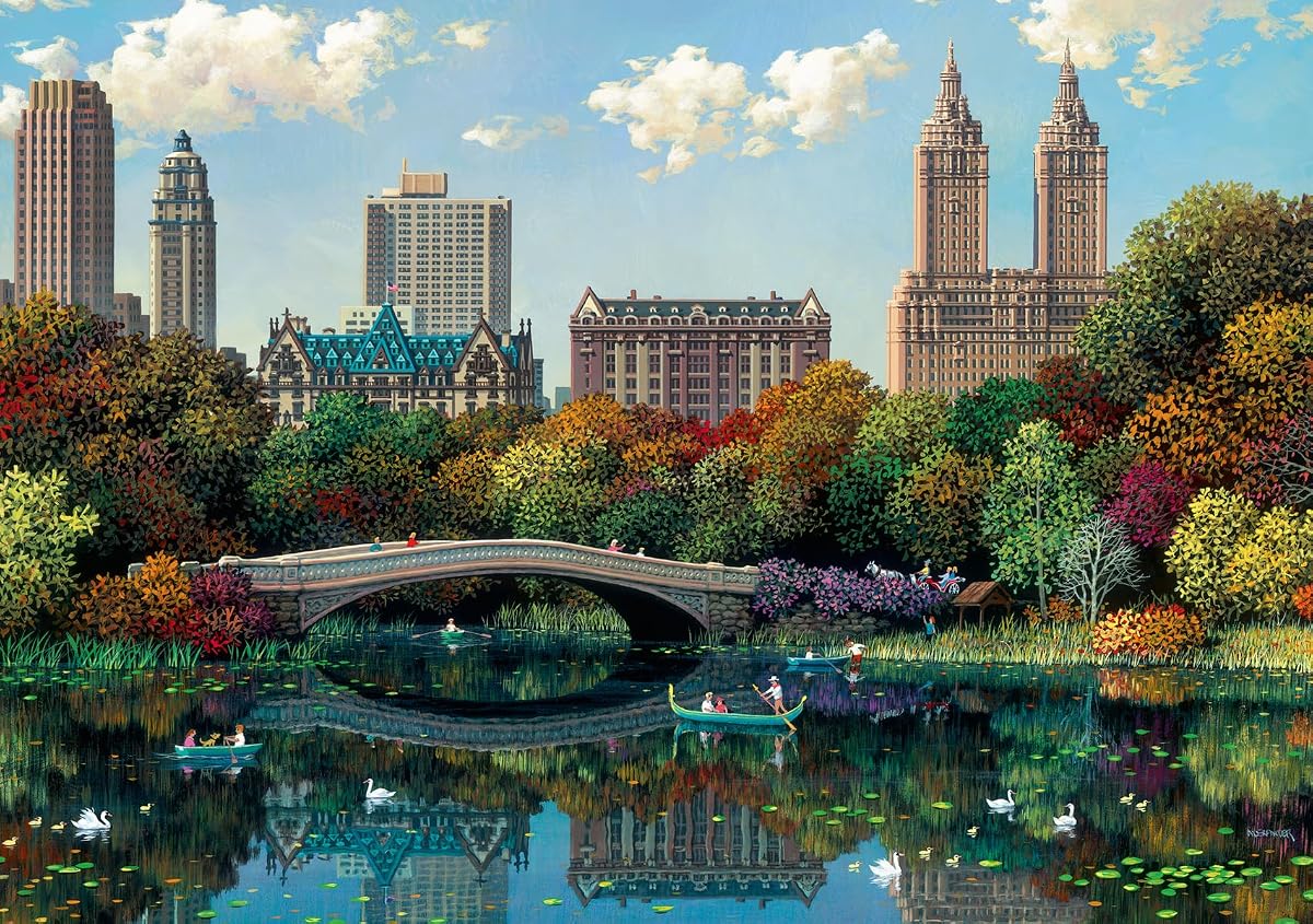 NY Central Park, Bow Bridge 1000 Piece Jigsaw Puzzle | Relaxing Activity | Unique and Perfectly Fitting Pieces, Durable Puzzle for Adults