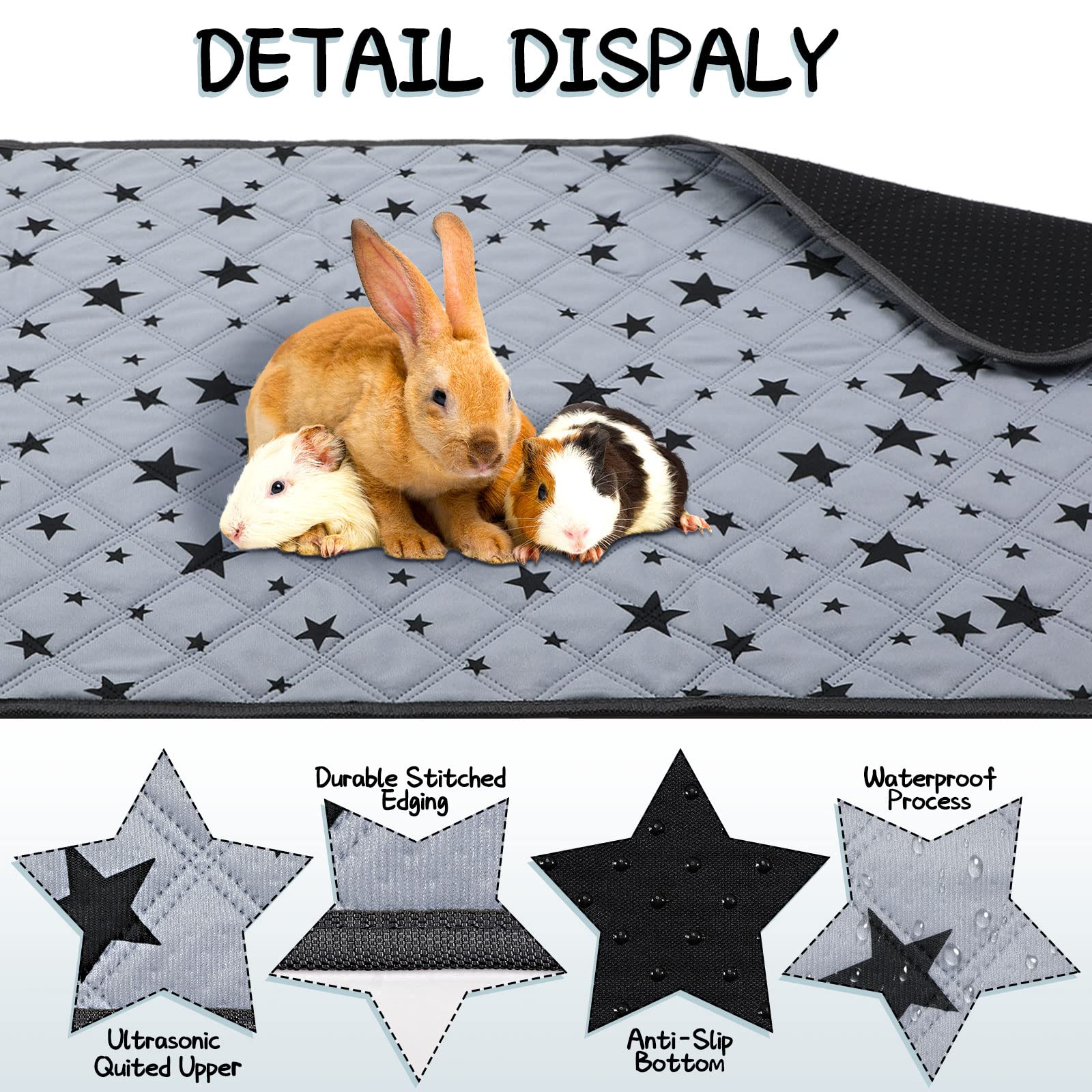 GLFLOW Meerschweinchen-Käfigeinlage 141x69cm - Wasserdichte Schutzmatte
