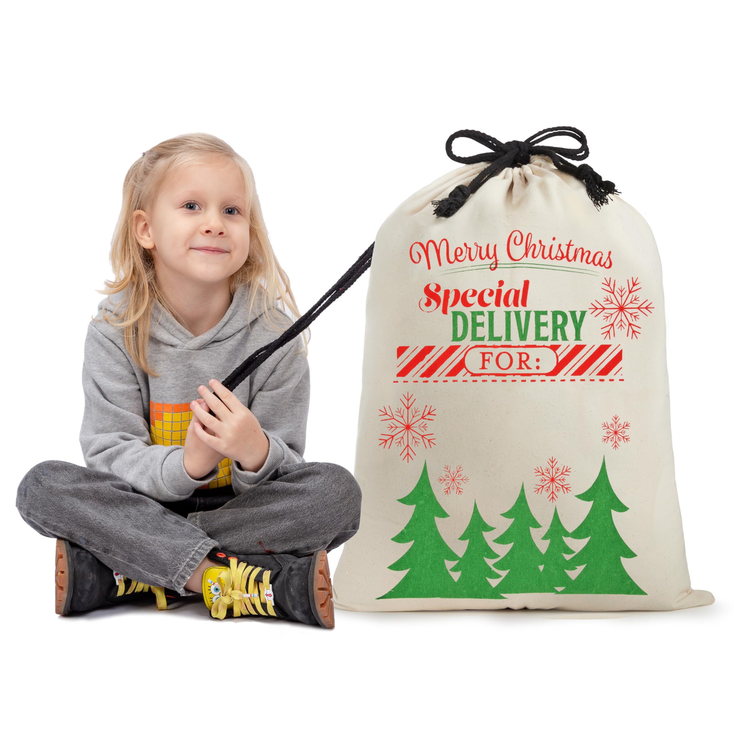 JOYIN 3 Paquetes de Bolsas de Regalo para Navidad, Saco de Arpillera de Papá Noel con Cordón de 66 x 48 cm para Almacenamiento de Paquetes Grandes de Navidad