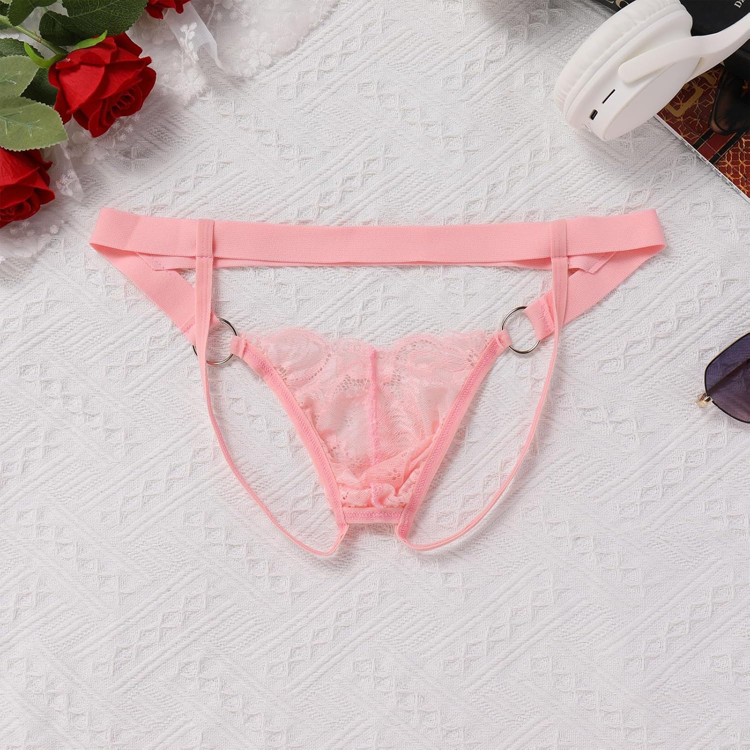 ABAFIP Men's Lace Thong Underwear Low Waist Sissy Pouch G-String Panties Crossdressing Lingerie - Image 4