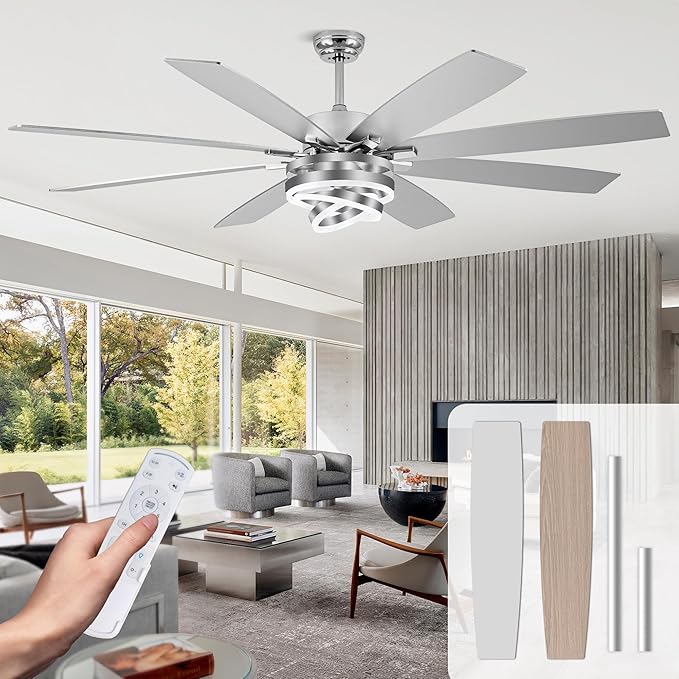 Ventilador de Techo 72 Pulgadas con Luz, Control Remoto y 11