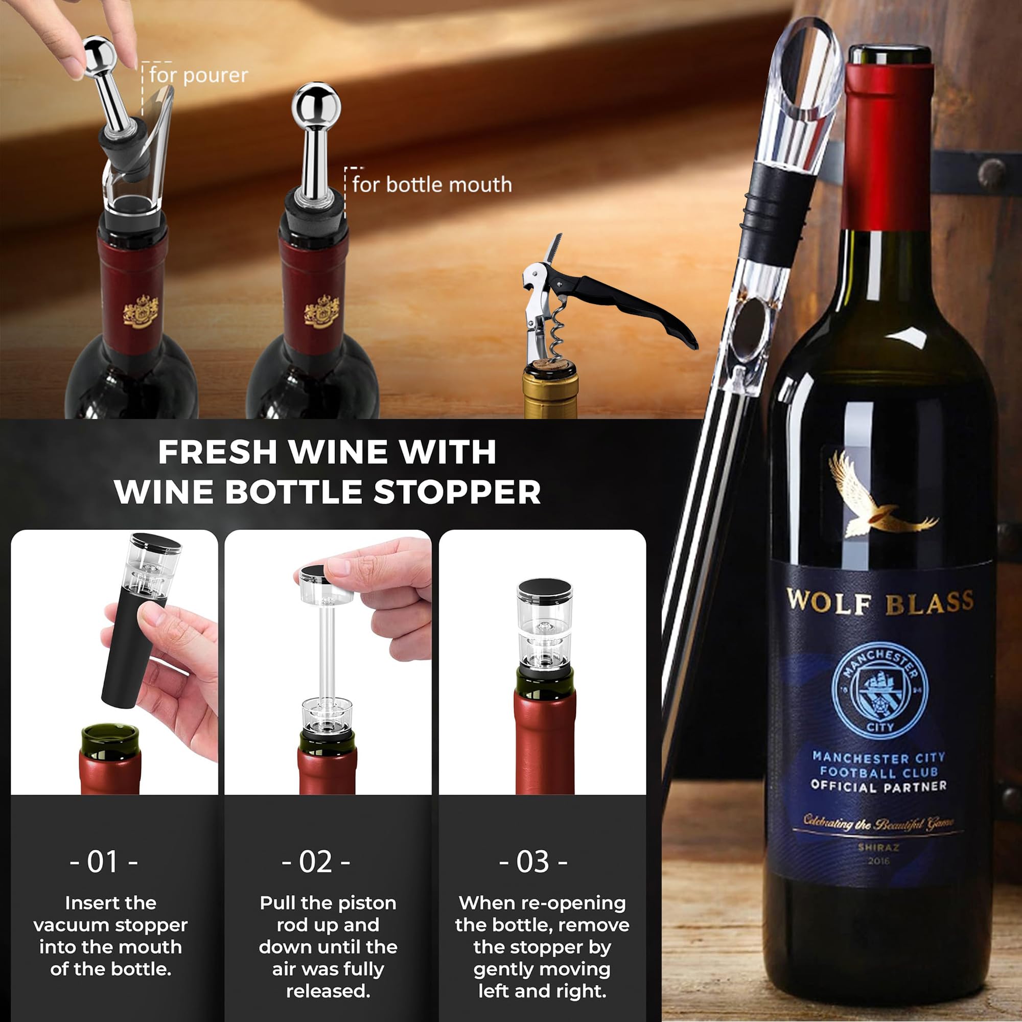 Bâton Refroidisseur à Vin En Inox – Pour Toutes Bouteilles | Refroidissement Rapide + Décanteur | Design élégant