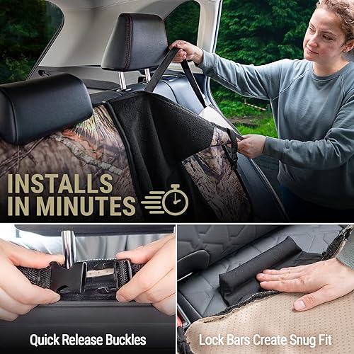 Miniatura 4 de Season Guard Mossy Oak - Funda protectora de toalla para asiento trasero de automóvil, ideal para después de entrenamientos de gimnasio, perros,