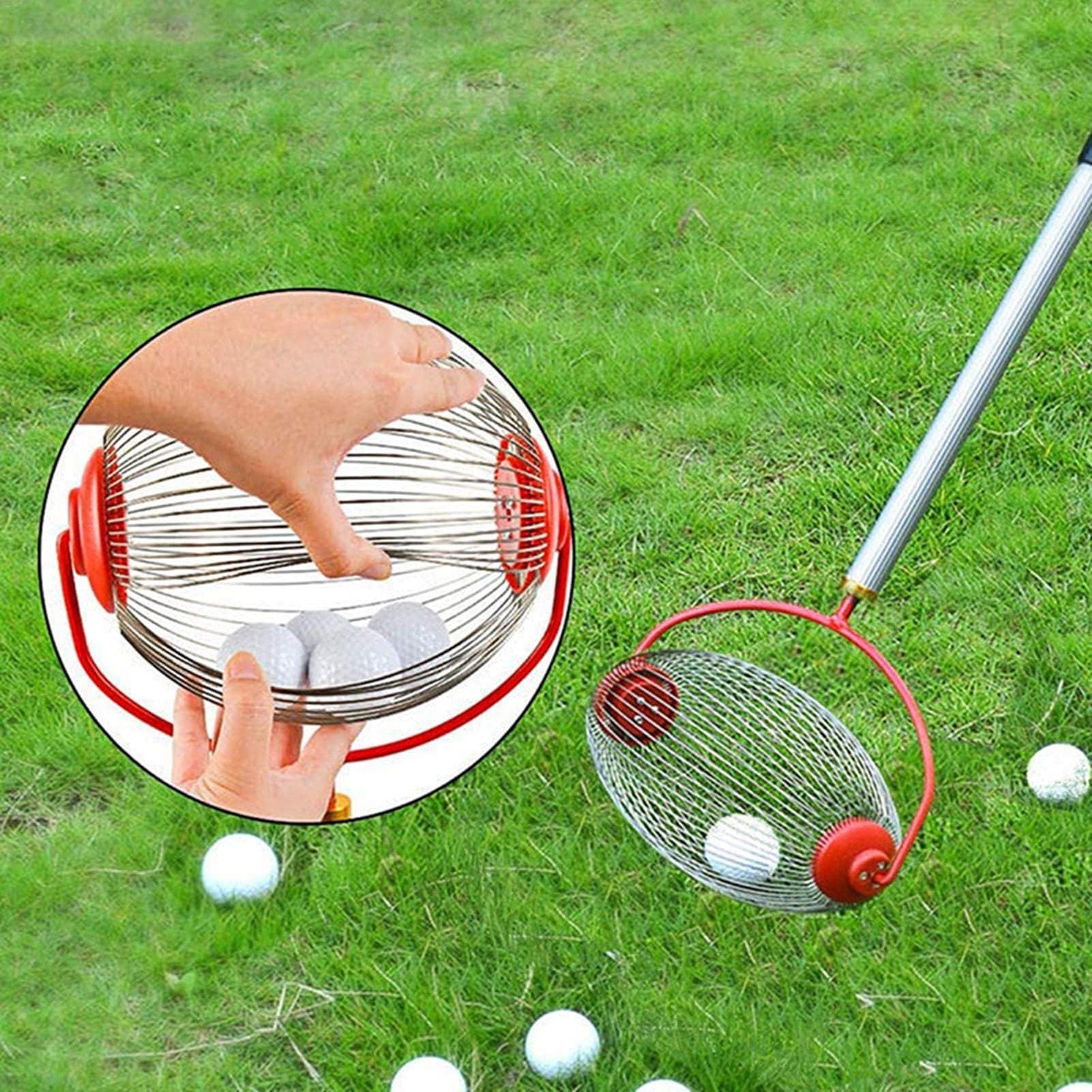 LekLai Raccoglitore Di Noci, Raccoglitore Di Noci con Manico Telescopico, Raccoglitore Di Attrezzi Manuali da Esterno per la Raccolta Di Noci/Teles Rod + Small Ball (Complete Set)