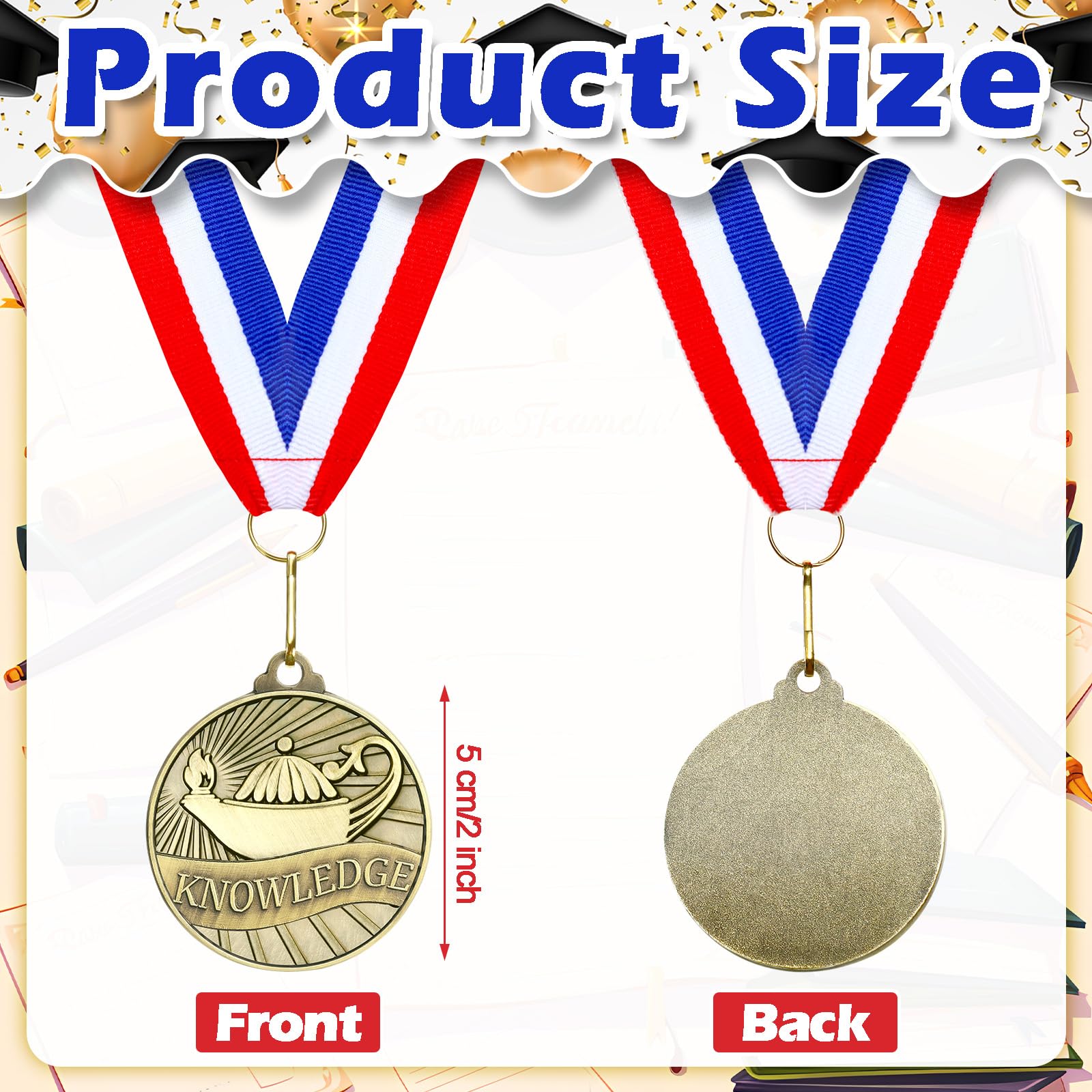 Aurelema 30 medallas de 2 pulgadas con cintas para el cuello, trofeo de metal, regalo para torneos, competiciones, fiestas, niños y adultos