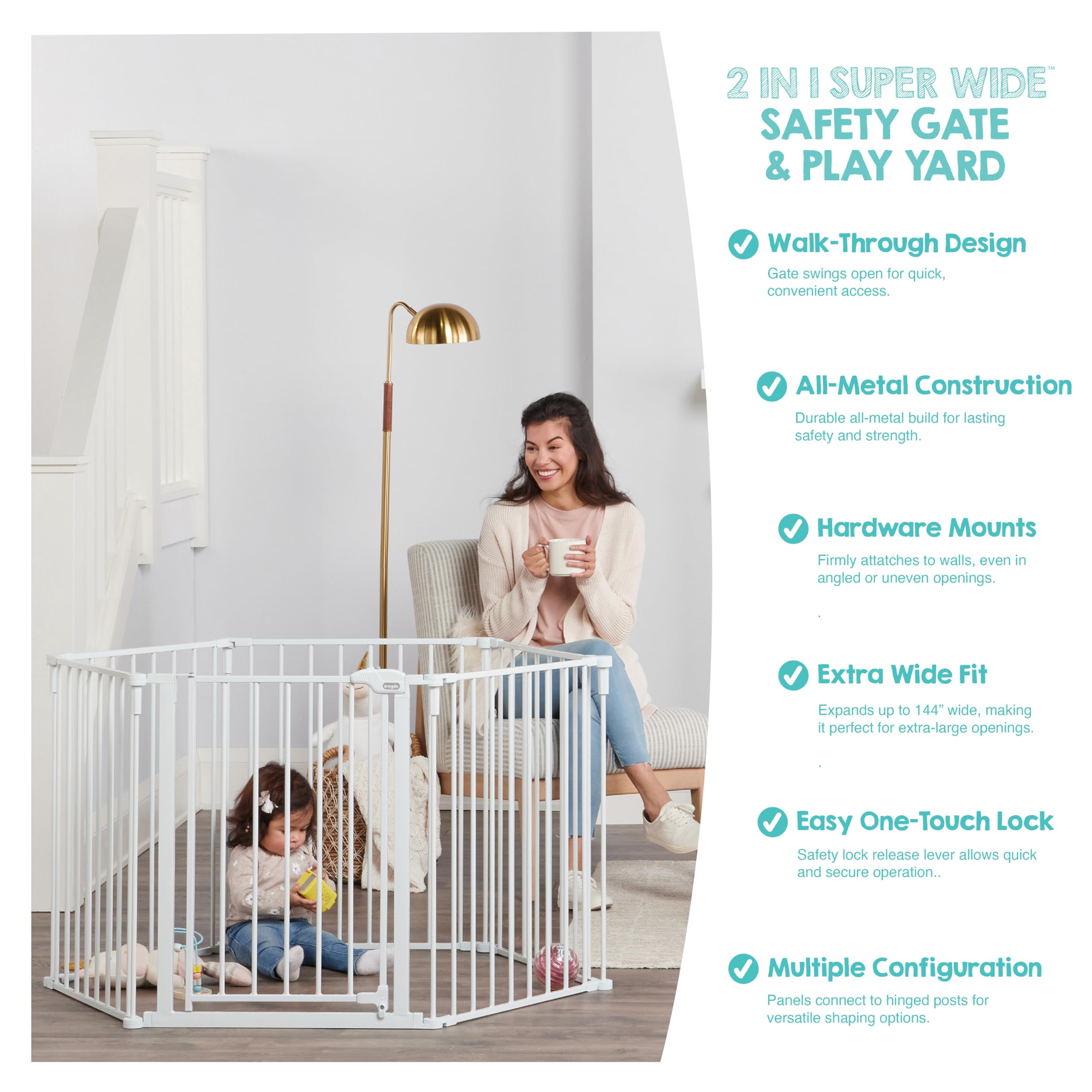 Amazon.co.jp: Regalo Safety 144インチ スーパーワイドベビーゲート 
