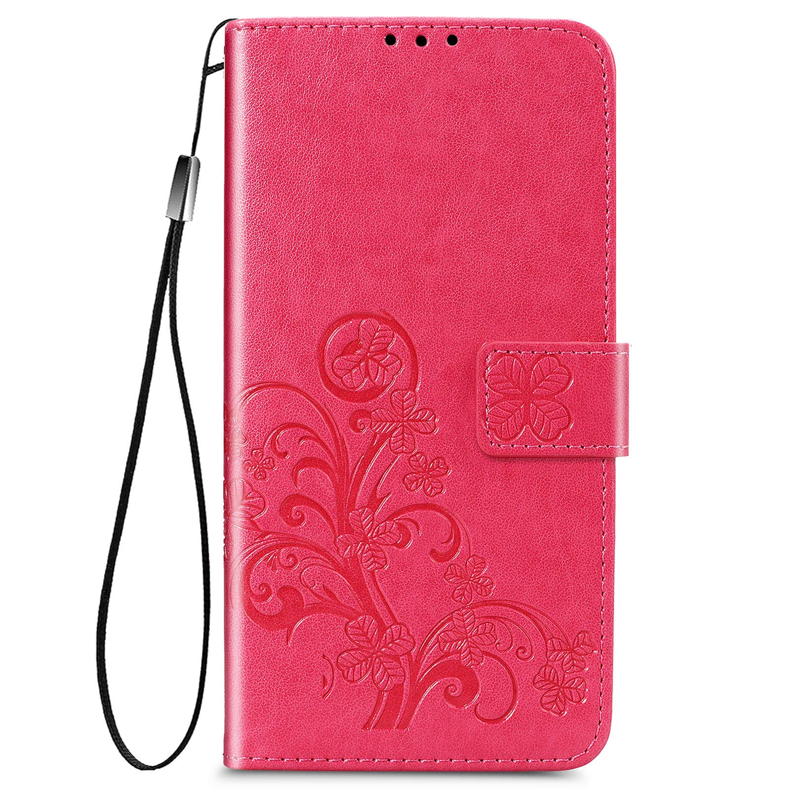 Dinglijia Designed for Samsung Galaxy S22 Case, Wrist Strap Flip Kickstand PU Leather Wallet Case Cash Card Slots Holder Cover Case. Protective Shockproof Cover for Galaxy S22 XYC Rose