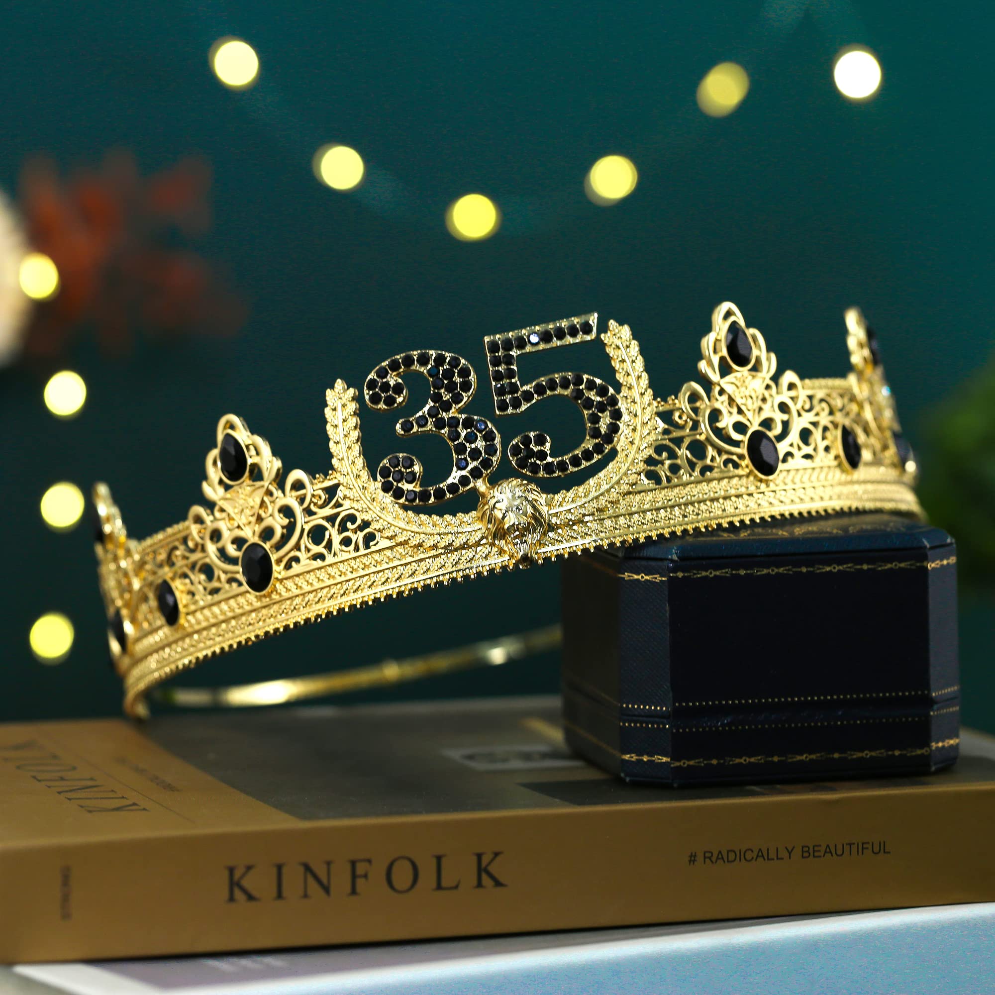 TITIKADI Headwear, 35TH Birthday King Crown and Sash, Royal Costume Headwear for Men's 35th Birthday Party Decoration