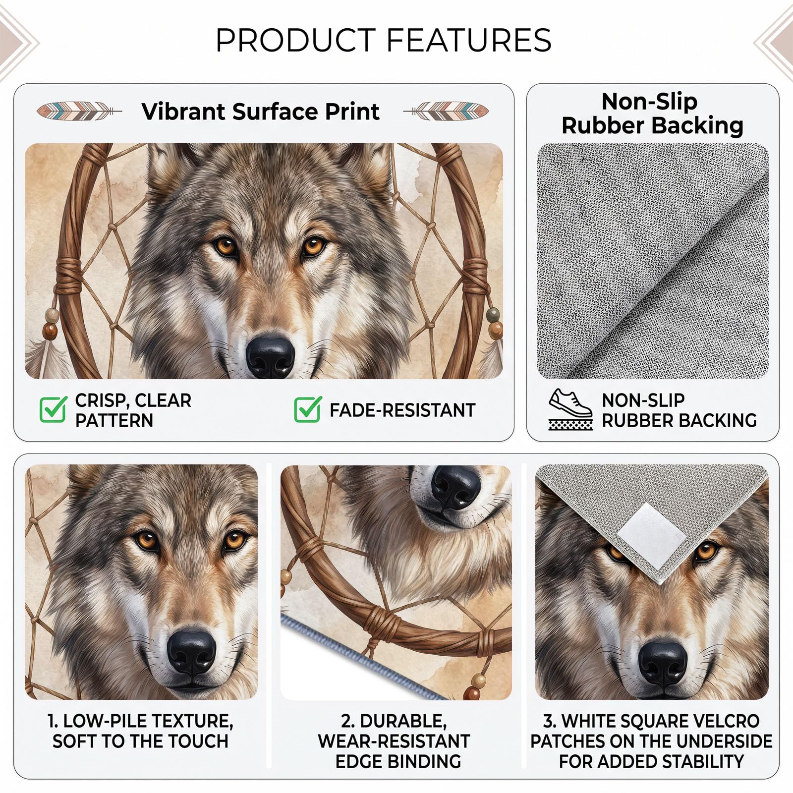 Tapis de Salon Lavable en Machine 160 x 230 cm, Minimalisme Art Animaux Loup Tapis Chambre, Antidérapant, Poils Courts, Douce, Adapté à L'aspirateur pour Entree Interieur, Couloir, Terre Cuite