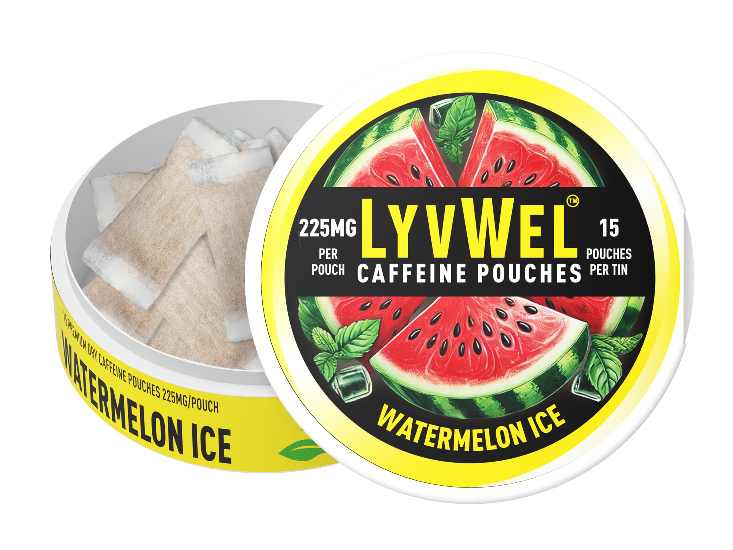 Ultra Caffeine Pouch – Watermelon – 225mg Natural Caffeine with Guarana – Juicy Energy Boost for Focus & Hydrated Vibes – 1-Pack (15 Pouches)