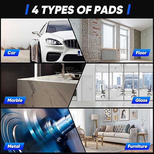 Miniatura 7 de LDHTHOPI Pulidor de búfer inalámbrico con 2 baterías de 2000 mAh, 10000 rpm, 1600 W, kit de pulido de coche de alta potencia con 6 velocidades