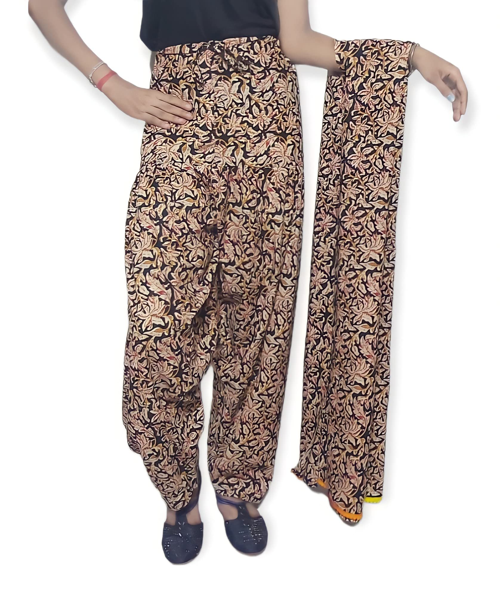 KRISHIV Woman's Printed Cotton Patiala Salwar with Dupatta || Patiala || Patiyala Cotton Patiala || Free Size Multicolour-picture-53