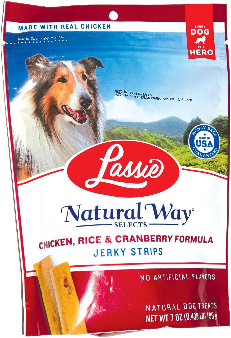 Lassie Chicken, Rice & Cranberry Formula Jerky Strips Net Wt. 7 Oz. (199 G)