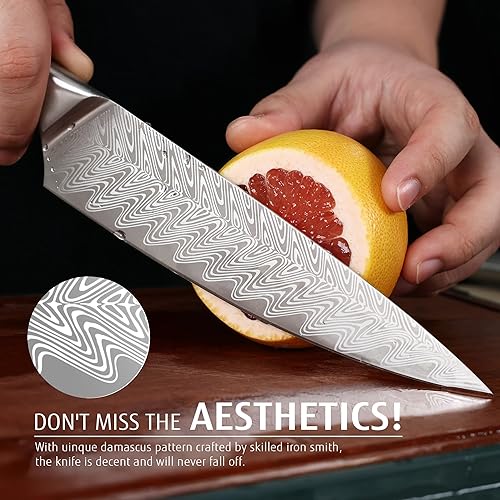 Miniatura 4 de hecef Juego de cuchillos de cocina de 15 piezas con bloque de madera, hoja de acero inoxidable con mango patentado, juego de cuchillos de cocina