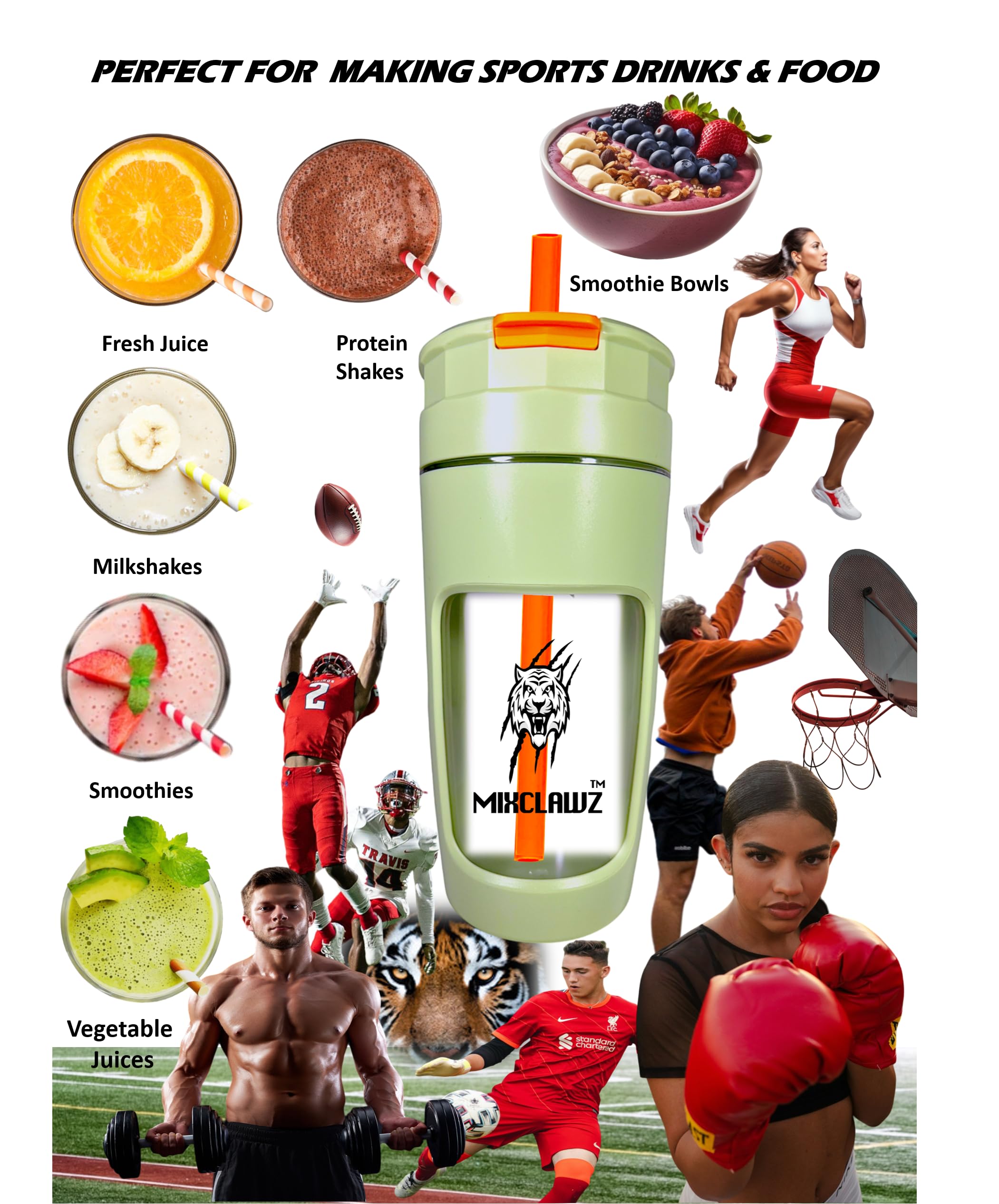 Mixed Juice ＆POWER & AWARD セット MIXCLAWZ. Potable Blender For Making Juice & Food, Sport Pre
