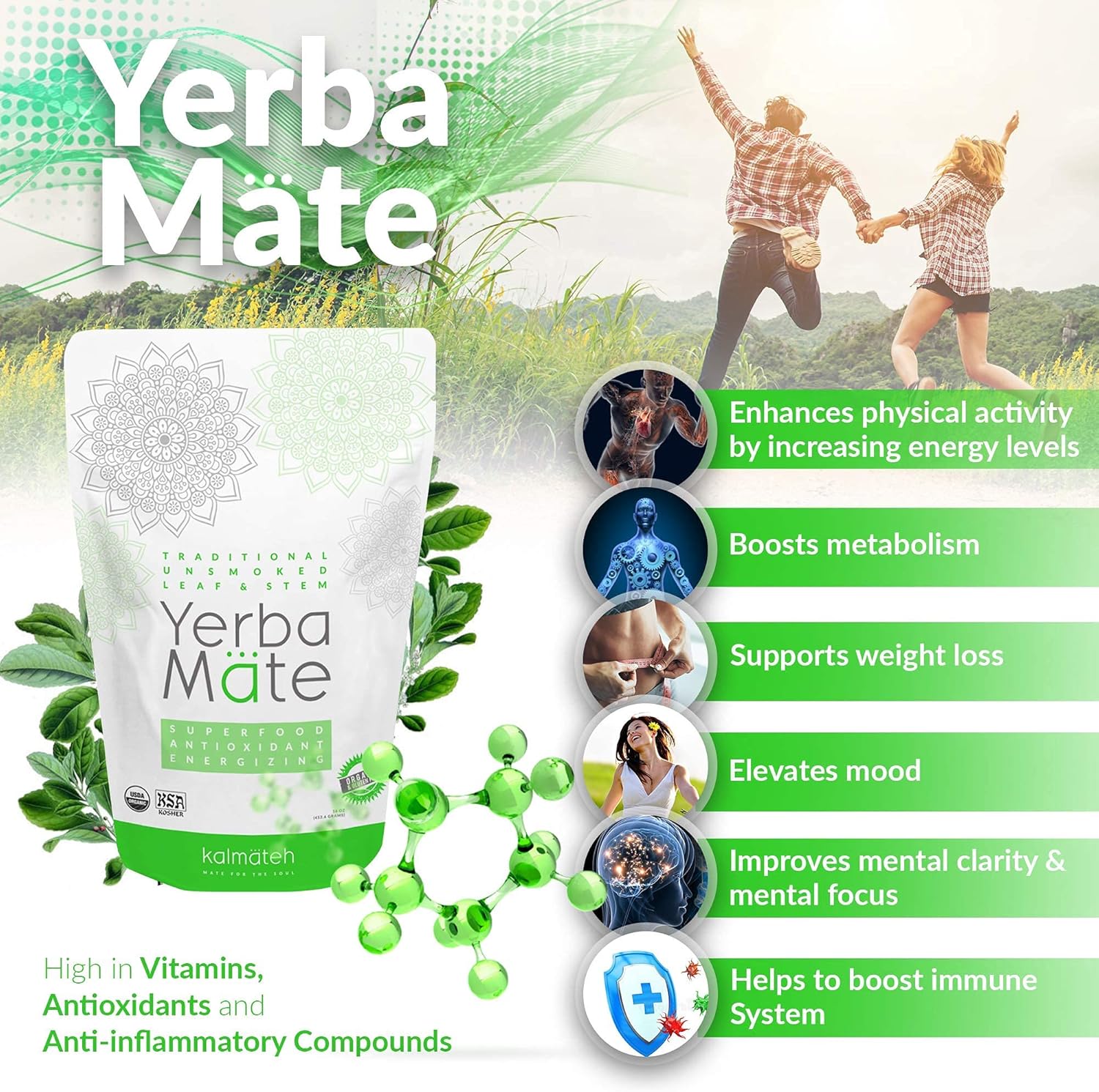 Kalmateh Yerba Mate Set – Mate Gourd with Lid, Alpaca Bombilla, Thermos, Matera Carry Tote and Organic & Kosher Yerba Mate (Wood, 1000ml): Home & Kitchen