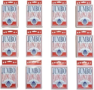 Hapros 12 Pack Jumbo Playing Cards, 12 Decks 4x6 Large Size Playing Cards for Adults, Kids and Seniors - Fun Novelty Party Pack for Card Games, Tricks and Casino Night
