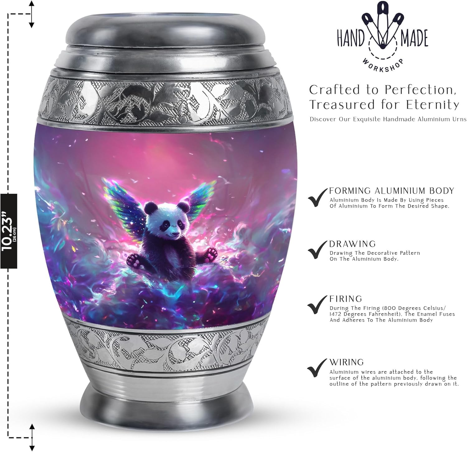 Panda Urns for Human Ashes Adult Female - Decorative Urns for Male & Female - Burial Urn for Ashes - Urns for Cremation Ashes - 10 Inch Large