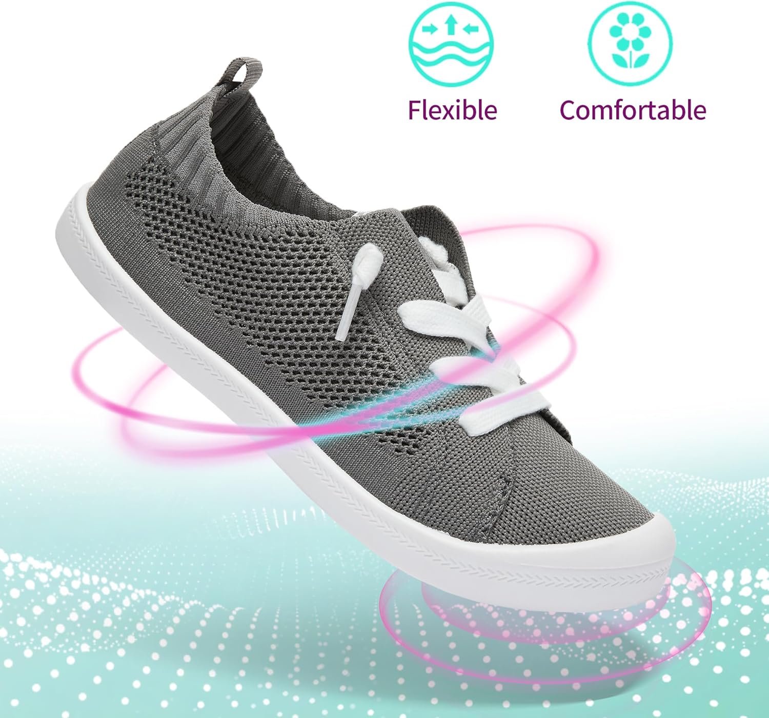 ALTOCIS Women's Knit Slip On Sneakers Ladies Elastic Low Top Flats Lightweight Breathe Mesh Fashion Sneakers Cute Flying Woven Loafers - Image 5