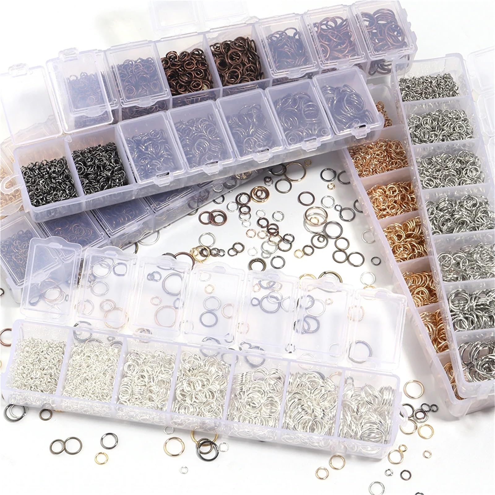 Biegeringe mit 9 Boxen, Split-Link-Verbinder für DIY-Schmuckherstellung, Halskette, Armband, Schwarz
