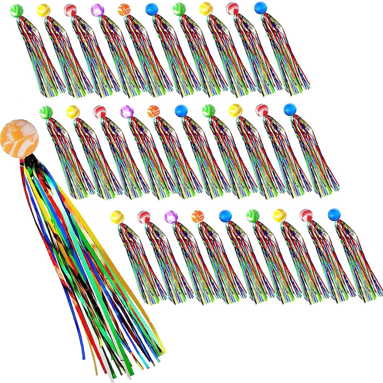 Farerkass 30 Balles Rebondissantes Avec Ruban – Caoutchouc Coloré, Cadeau Anniversaire, Jeu D’intérieur/extérieur