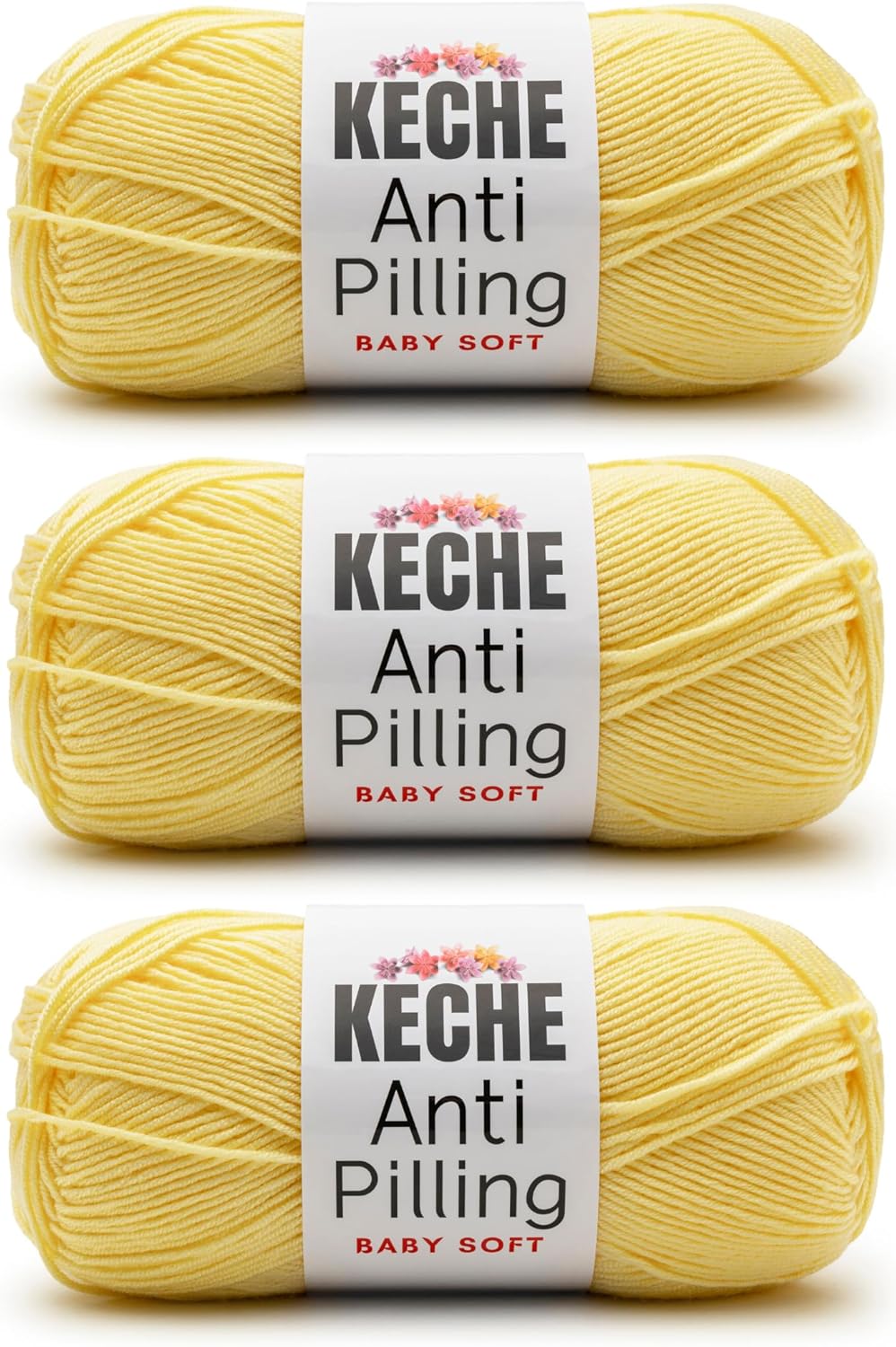 Soft DailyKnit DK Yarn, 100% Anti-Pilling Acrylic for Knitting Crocheting, Light Weight #3 (3.52 oz / 274 Yds) 3 Skeins - Powder