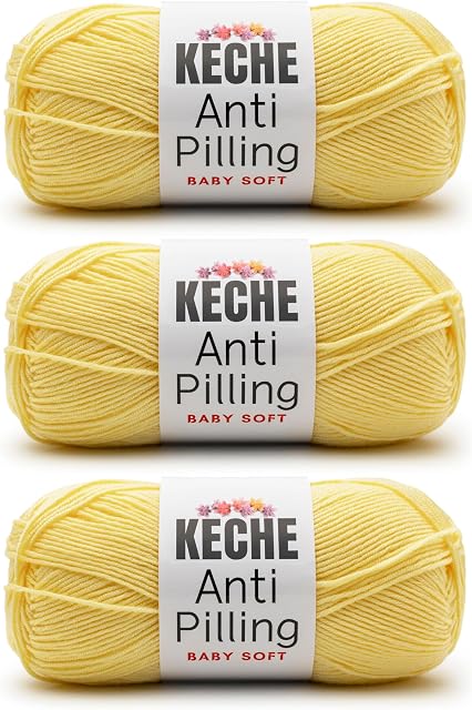 Doucement DailyKnit DK Fils, 100% Acrylique Anti-Pilling pour tricoter au crochet, Poids léger #3 (3.52 oz / 274 Yds) 3 Échevins - Citron