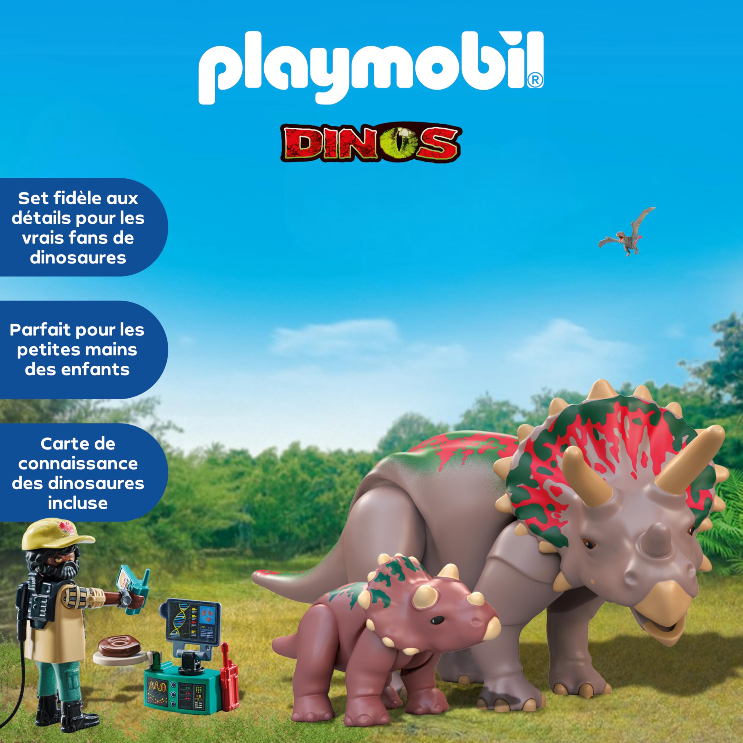 Playmobil | Dinos | Triceratops avec Une bébé | Jeu de Dinosaures | Figurines d’Animaux | Jouet d’Aventure | pour Enfants de 4 Ans et Plus | 71821