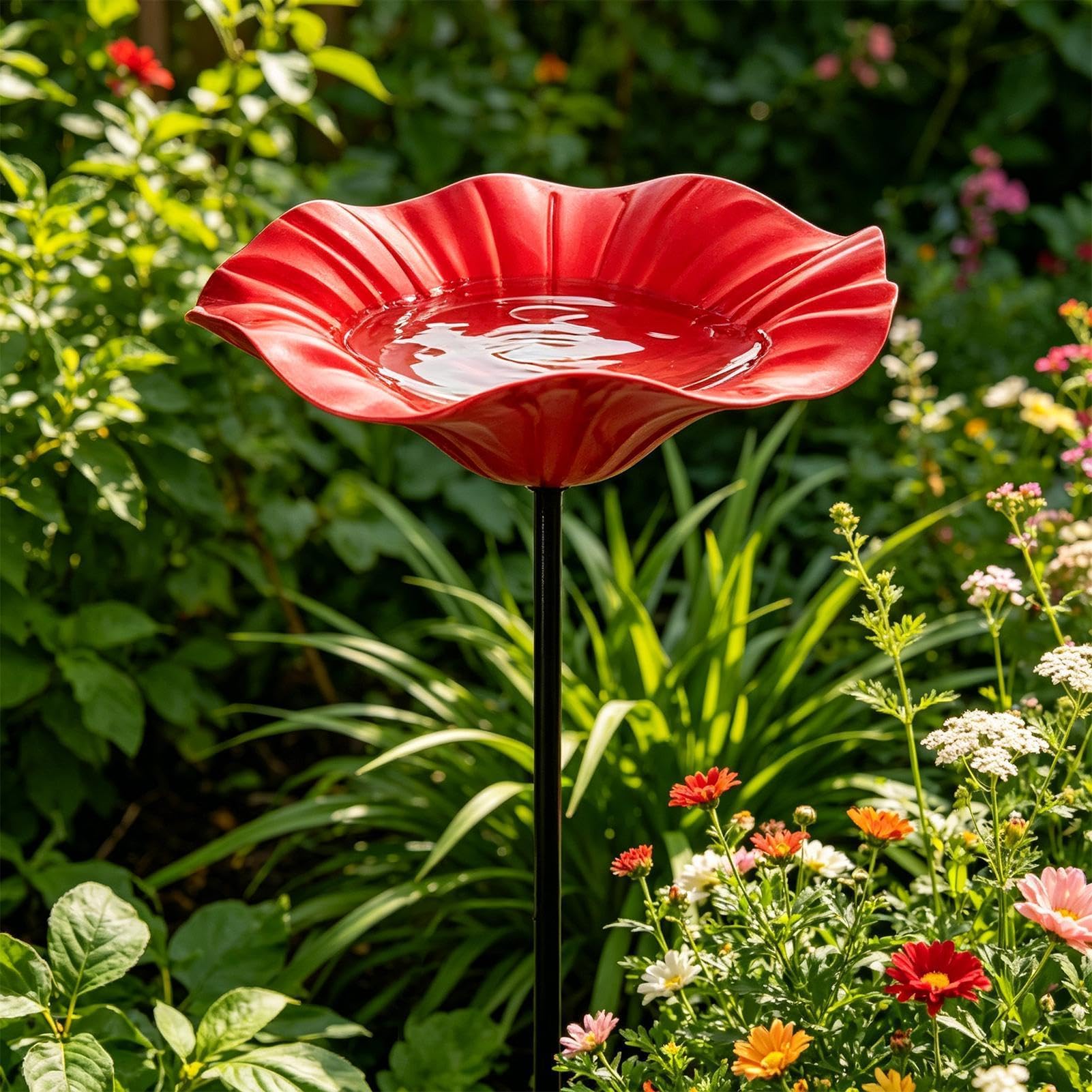 Bain Oiseaux Artisanal Fleur Abreuvement Abeilles Jardin Mangeoire Exterieur Métal