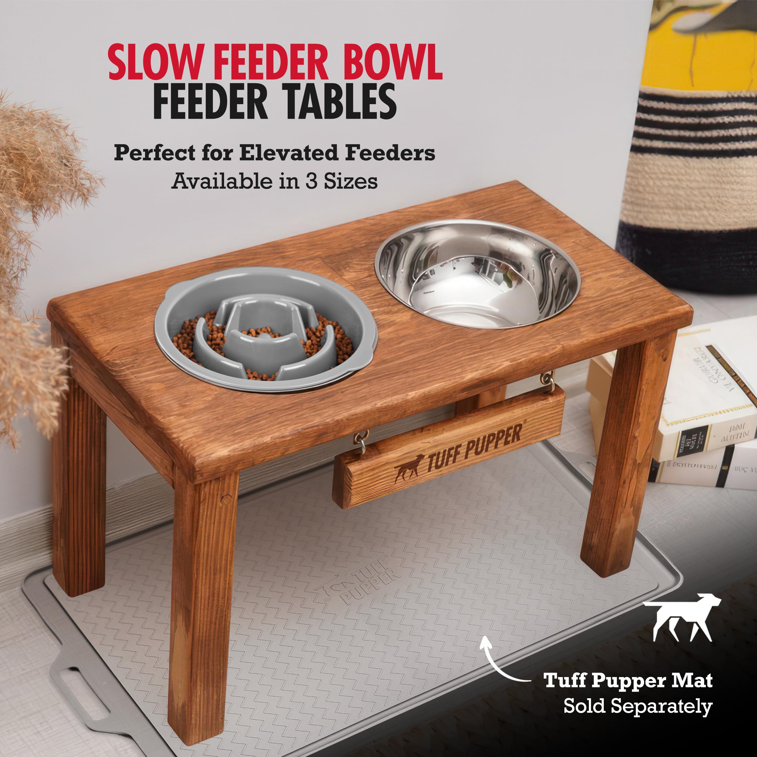 Tuff Pupper Ciotola per cani Slow Feeder, puzzle labirinto, rallenta il cibo, ciotola per animali domestici, ciotola rialzata, inserto in metallo, facile da pulire, lavabile in lavastoviglie (4 tazze,