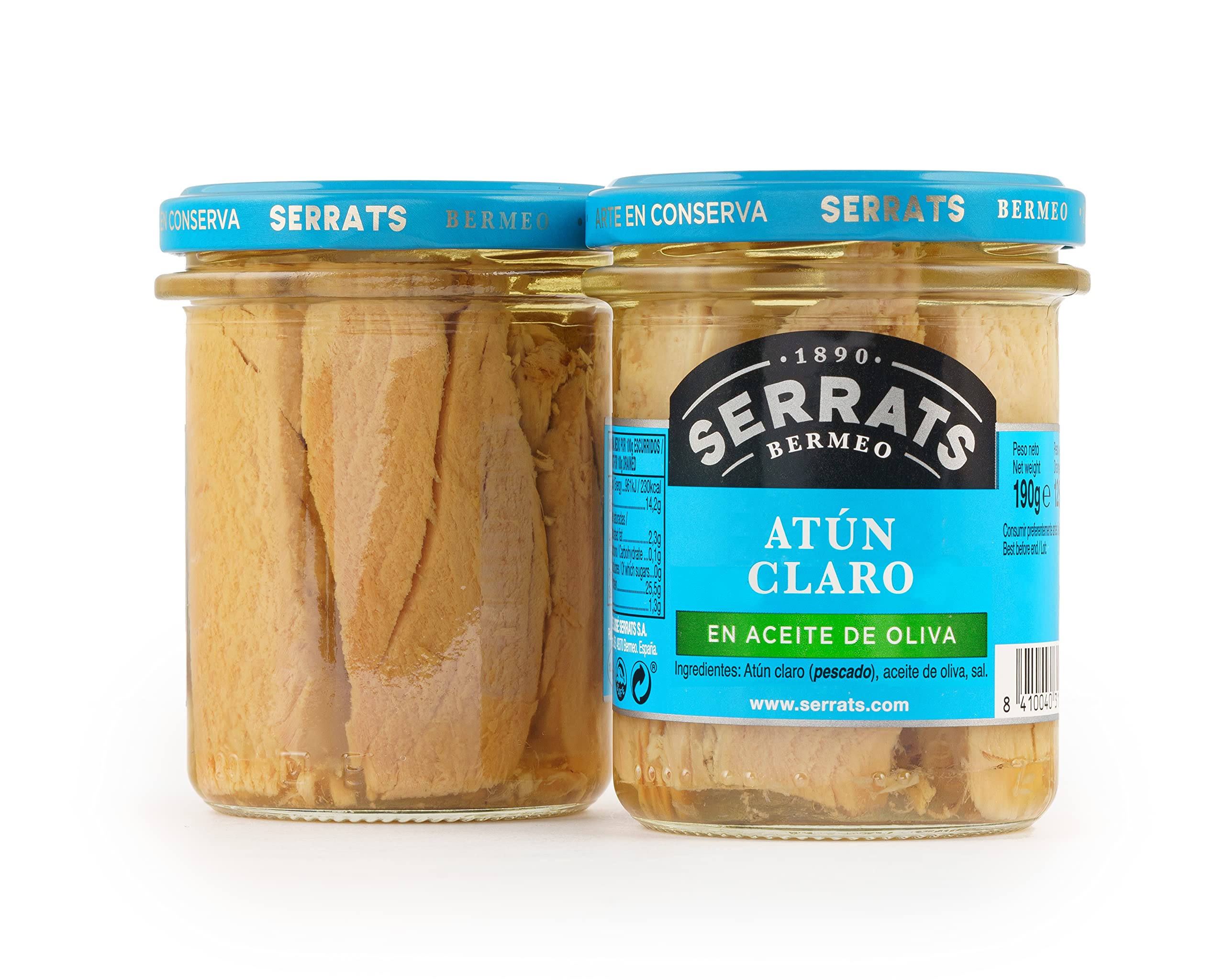 Conservas Serrats - Atún Claro en Aceite de Oliva - Frasco de 190g