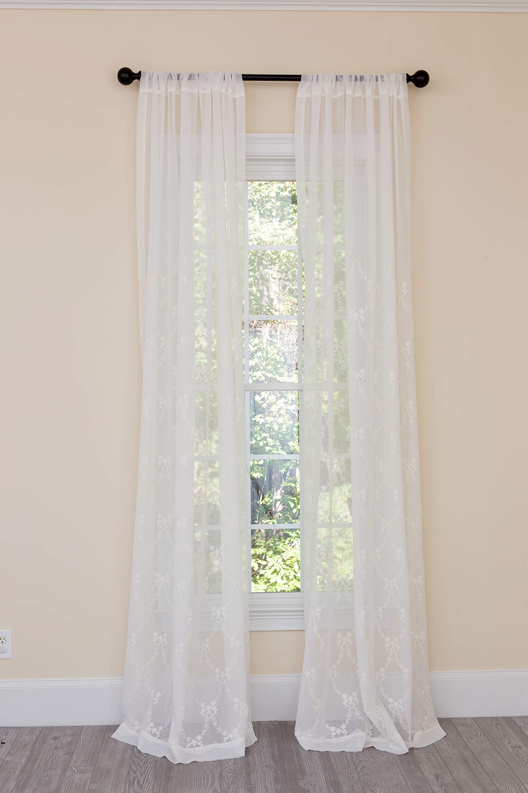 Manor Luxe Belinda Curtain,Panel,Drapes, 54''x96'', White