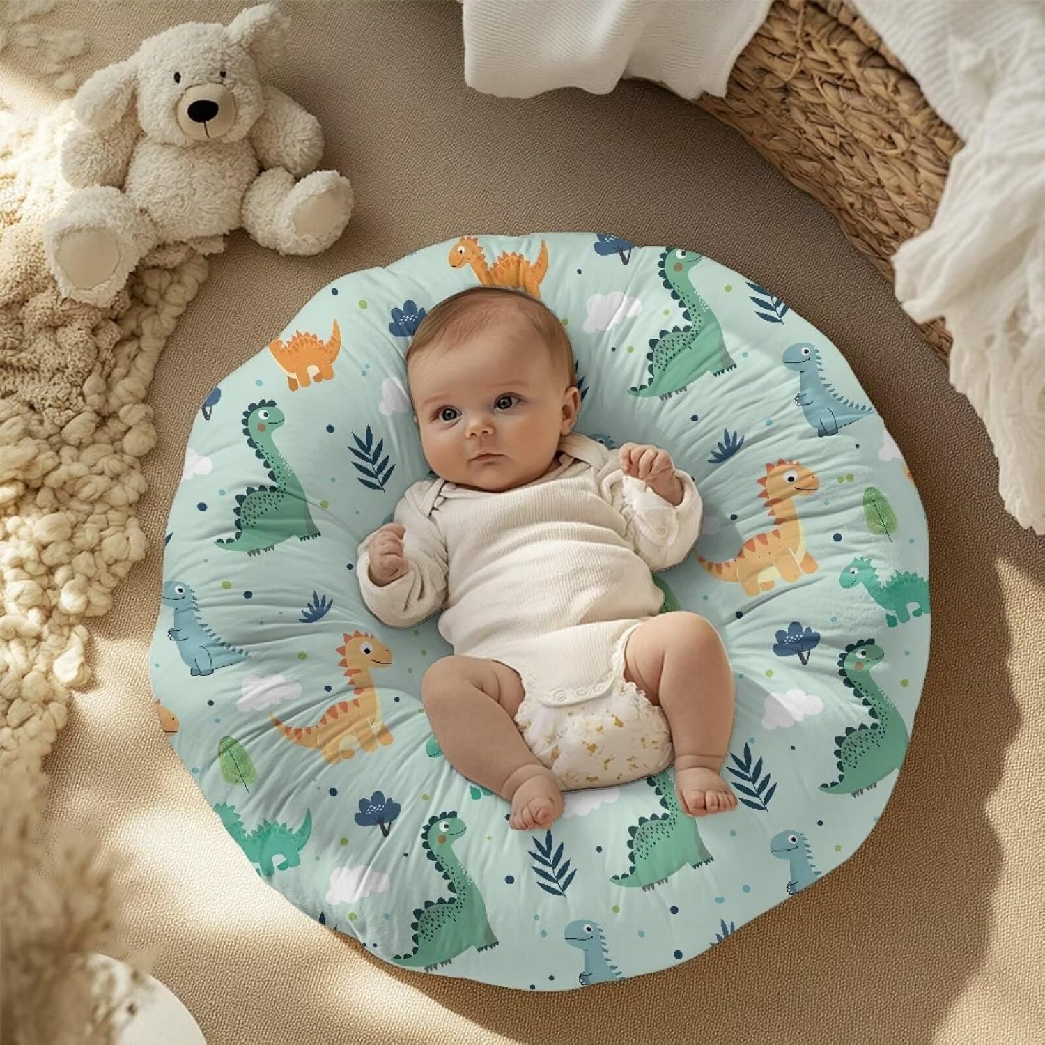 Dinosaur Newborn Lounger Cover Removable Cover for Infant Lounger Pillow Ultra Soft Baby Lounger Covers Machine Washable Lounger Slipcover for Boys Girls Gifts for New Parents