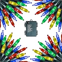 Vista 14 de Dazzle Bright 50 luces LED de Navidad que funcionan con batería, mini tira de luces impermeables de 16 pies con 8 modos para Navidad, interiores