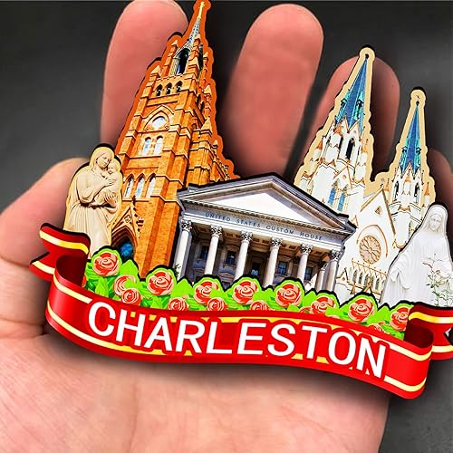 Miniatura 4 de Imán de madera de Charleston de Estados Unidos 3D para nevera, recuerdos coleccionables, decoraciones artesanales hechas a mano