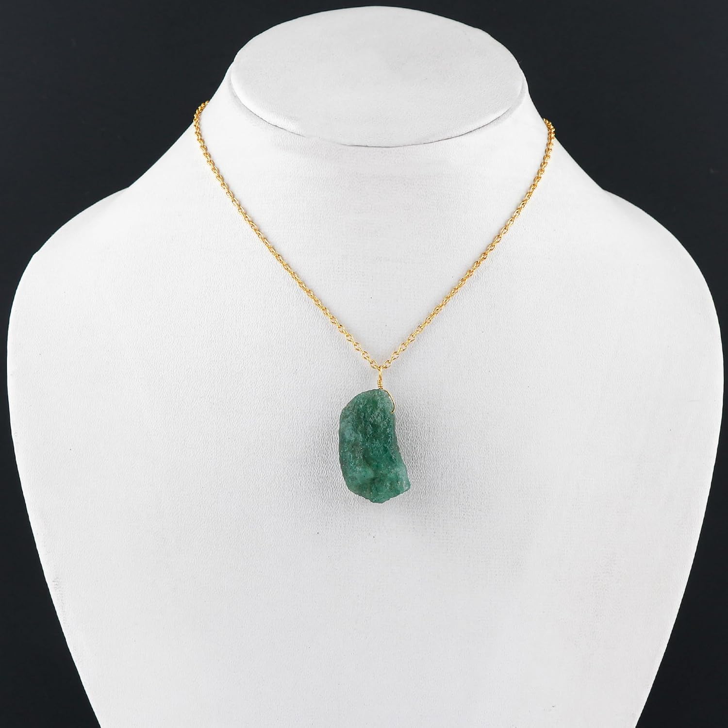 Raw Gemstone Pendant Necklace for Women |Natural Healing Crystal Rough Pendant 15–25 Carat | 8–14 mm Stone |Gold Plated Chain 16+2 Inch Adjustable | Gift Jewelry - Image 5