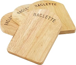 kela 77937, Set di sottopentola per padelle raclette, 4 Pezzi, 14 x 9,5 cm, Legno, Baar, Wood