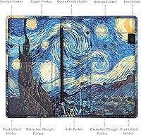 Vista 2 de Libreta organizadora para meseros Fintie con bolsillo con cremallera, de piel sintética para restaurante, tarjetero para presentadores de cheques