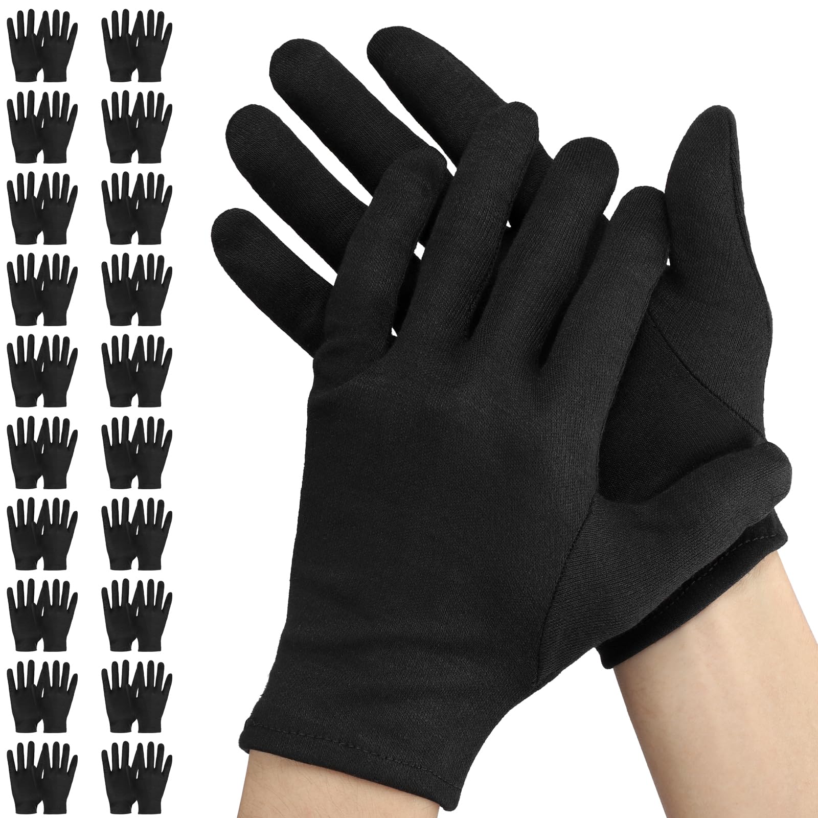 Einfa Black Cotton Gloves, S 20cm Protective Gloves 40 Pieces/20 Pairs